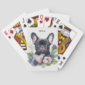 Gepersonaliseerde zwarte franchise pug dog Waterve Pokerkaarten