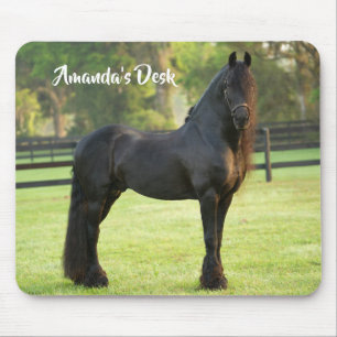 Gepersonaliseerde zwarte Friesian Horse Muismat