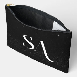 Gepersonaliseerde zwarte glitter Initialen groot Etui