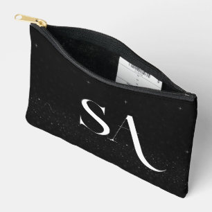 Gepersonaliseerde zwarte glitter Initialen klein Etui