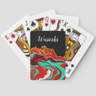 Gepersonaliseerde zwarte goudbruine marmerbare flu pokerkaarten