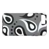 Gepersonaliseerde zwarte grijs & witte paisley Case-Mate iPhone case (Achterkant (Horizontaal))