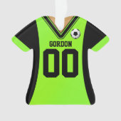 Gepersonaliseerde zwarte/groene sporter Jersey Ornament (voorkant)