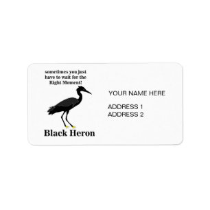 Gepersonaliseerde Zwarte Heron Egret Bird Adres Etiket