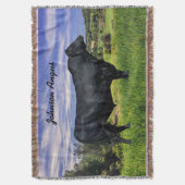 Gepersonaliseerde zwarte hoekstrijllanket deken (Voorkant Verticaal)