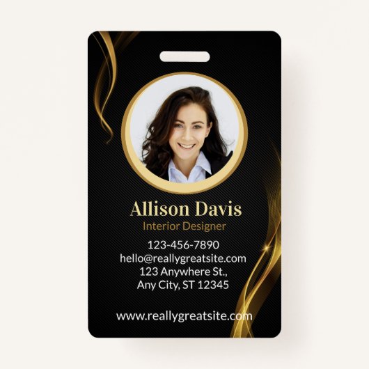 Gepersonaliseerde zwarte ID van medewerker van bed Badge (Voorkant)