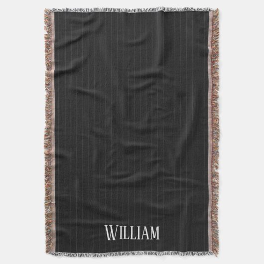 Gepersonaliseerde zwarte instripes deken (Voorkant Verticaal)