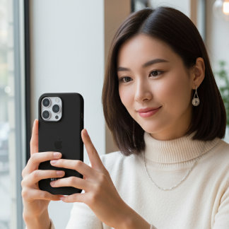 Gepersonaliseerde zwarte iPhone Case met Custom 16 Pro Hoesje