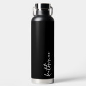 Gepersonaliseerde zwarte Jouw naam script minimali Waterfles (Voorkant)