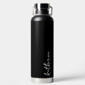 Gepersonaliseerde zwarte Jouw naam script minimali Waterfles (Achterkant)