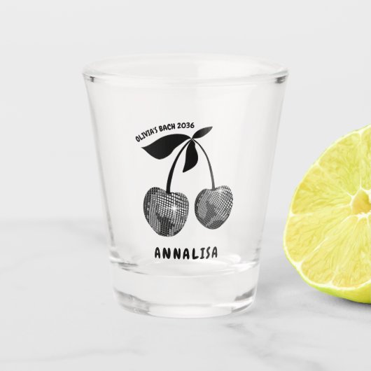 Gepersonaliseerde Zwarte Kersen Bachelorette Shot Shot Glas (Voorkant)