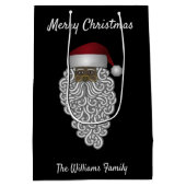 Gepersonaliseerde zwarte kerstman medium cadeauzakje (Achterkant)