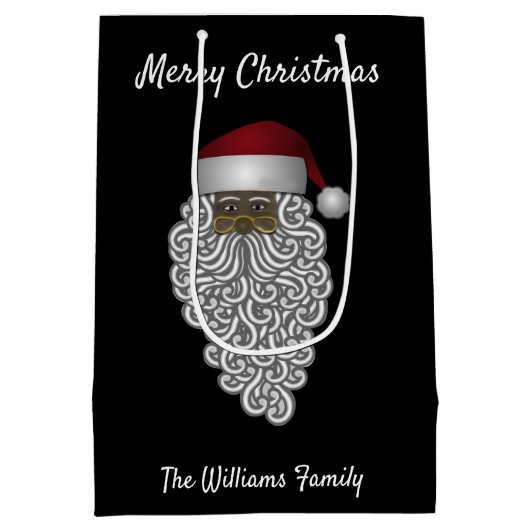 Gepersonaliseerde zwarte kerstman medium cadeauzakje (Achterkant)
