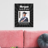 Gepersonaliseerde Zwarte Klasse van 2025 Afstudere Canvas Afdruk (Insitu (Woonkamer))