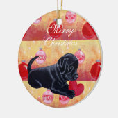 Gepersonaliseerde zwarte lab — kerstmis keramisch ornament (Links)