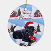 Gepersonaliseerde zwarte lab — kerstmis keramisch ornament (Links)