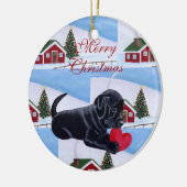 Gepersonaliseerde zwarte lab — kerstmis keramisch ornament (Links)