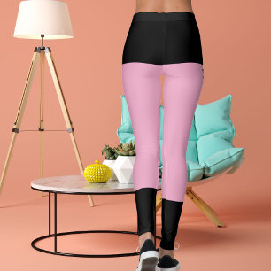 Gepersonaliseerde zwarte lichte roze strepen Cat R Leggings