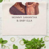 Gepersonaliseerde zwarte mam en dochter (10) theedoek (Gevouwen)