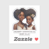 Gepersonaliseerde zwarte mam en dochter (11) sticker (Vel)
