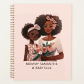 Gepersonaliseerde zwarte mam en dochter (12) planner (Voorkant)