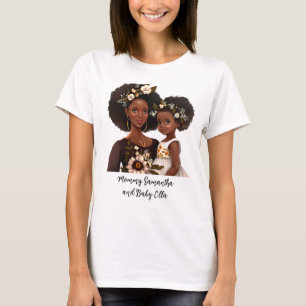 Gepersonaliseerde zwarte mam en dochter (18) t-shirt