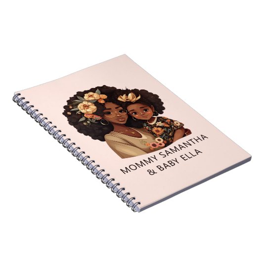 Gepersonaliseerde zwarte mam en dochter (19) notitieboek (Rechterzijde)