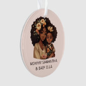 Gepersonaliseerde zwarte mam en dochter (19) ornament (voorkant)