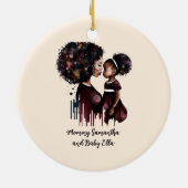 Gepersonaliseerde zwarte mam en dochter (4) keramisch ornament (Achterkant)