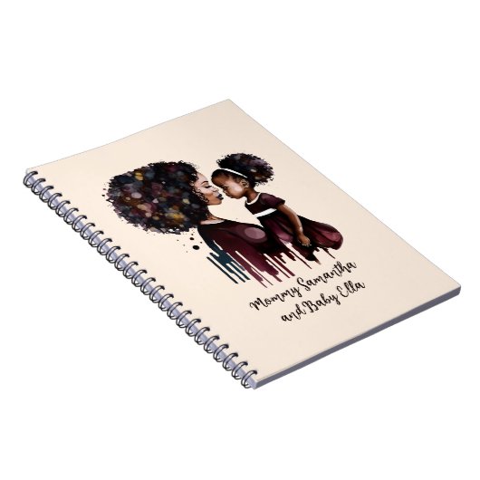 Gepersonaliseerde zwarte mam en dochter (4) notitieboek (Rechterzijde)
