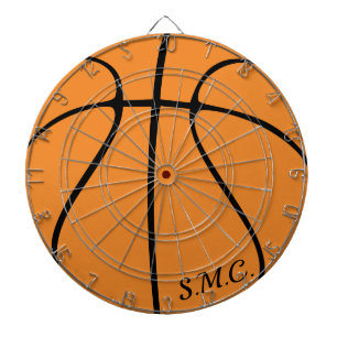 Gepersonaliseerde zwarte moderne oranje Basketball Dartbord