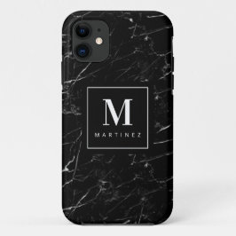 Gepersonaliseerde zwarte monogram iPhone 11 hoesje