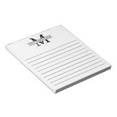 Gepersonaliseerde zwarte Monogram Naam Lined Notitieblok (Schuin)