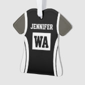 Gepersonaliseerde zwarte netball uniform donkere h ornament (voorkant)