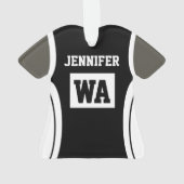 Gepersonaliseerde zwarte netball uniform donkere h ornament (achterkant)