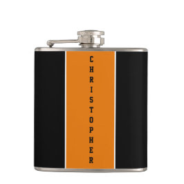 Gepersonaliseerde zwarte Oranje streep kolf Heupfles