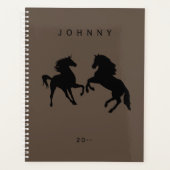 Gepersonaliseerde Zwarte Paard Planner met aangepa (Voorkant)