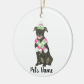 Gepersonaliseerde Zwarte Pitbull Staffy Roze Groen Keramisch Ornament (Links)