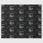 Gepersonaliseerde zwarte retro Merry Christmas Mon Cadeaupapier (Vlak)