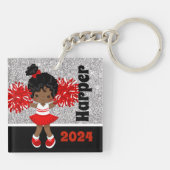 Gepersonaliseerde zwarte & rode cheerleading Sleut Sleutelhanger (Achterkant)