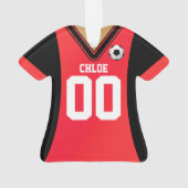 Gepersonaliseerde zwarte/Rode Voetbal Jersey Ornament (achterkant)