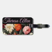 Gepersonaliseerde zwarte & roze bagagelabel (Achterkant horizontaal)