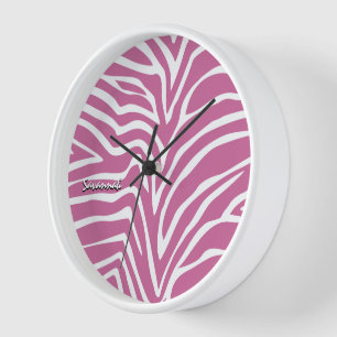 Gepersonaliseerde zwarte roze Zebra Elke kleurwand