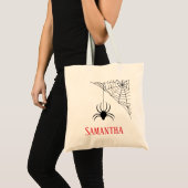Gepersonaliseerde zwarte spin- en spinwebCanvas ta Tote Bag (Voorkant (product))
