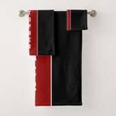 Gepersonaliseerde zwarte stripteath-handdoekset bad handdoek (Insitu)