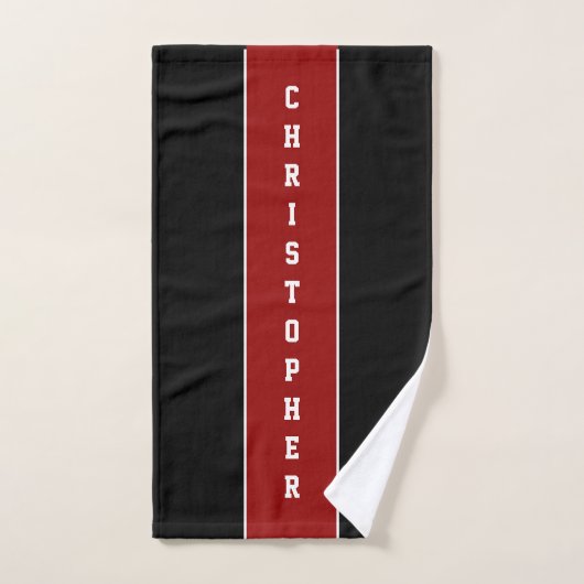Gepersonaliseerde zwarte stripteath-handdoekset bad handdoek (Handdoek)