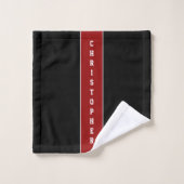 Gepersonaliseerde zwarte stripteath-handdoekset bad handdoek (Wasdoekje)