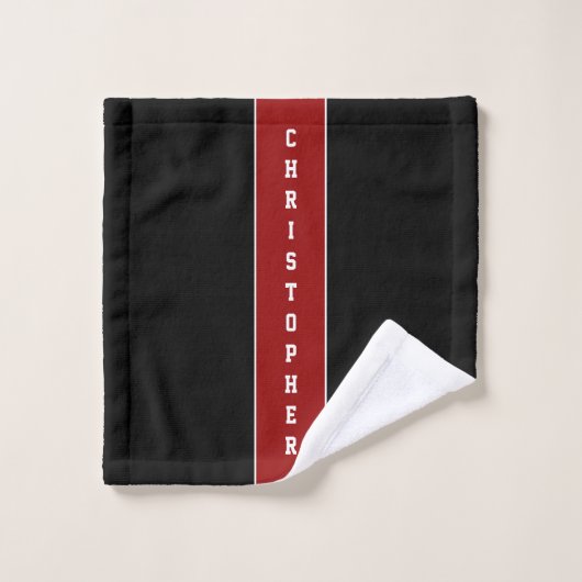 Gepersonaliseerde zwarte stripteath-handdoekset bad handdoek (Wasdoekje)