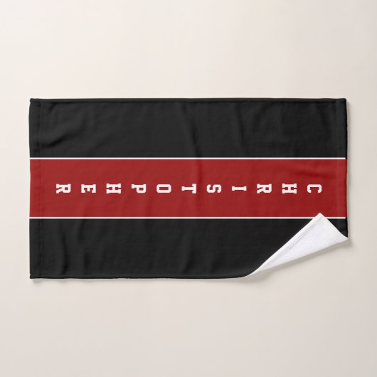 Gepersonaliseerde zwarte stripteath-handdoekset bad handdoek (Handdoek)
