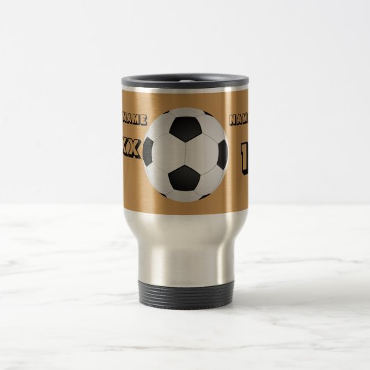 Gepersonaliseerde zwarte tekst voetbal tumbler reisbeker (Center)